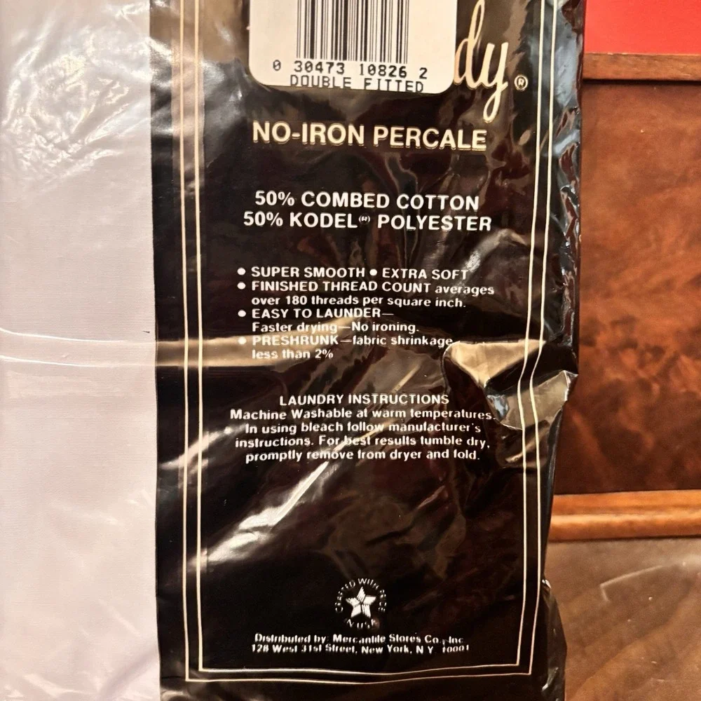 Vintage First Lady No-Iron‎ Percale Double Fitted Sheet White NOS Sealed